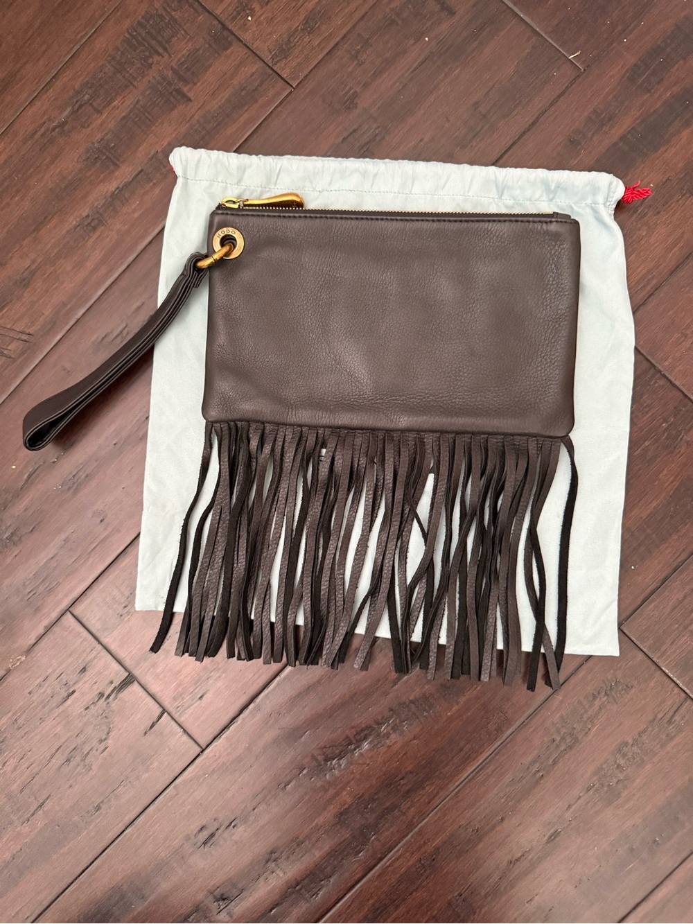 HOBO Flutter Fringe Wristlet Clutch in Black